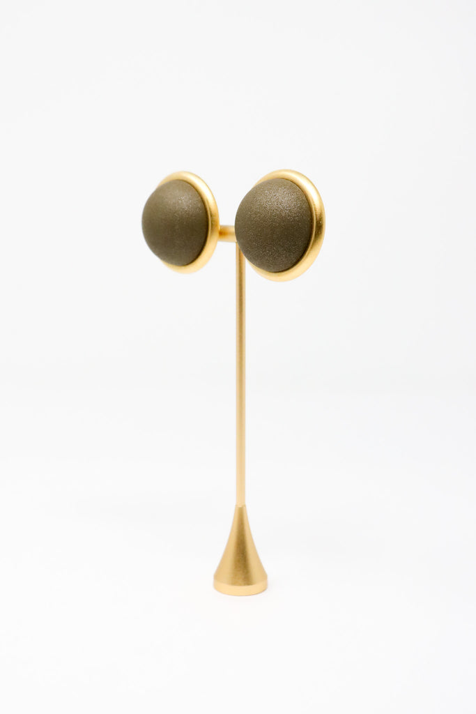 Michaela Malin Button Bronze Gold Earrings | ATELIER957