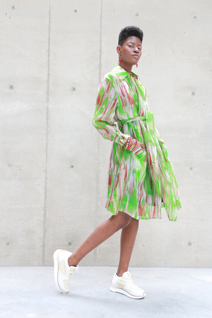 JNBY Silk Lime Trench Coat | ATELIER957