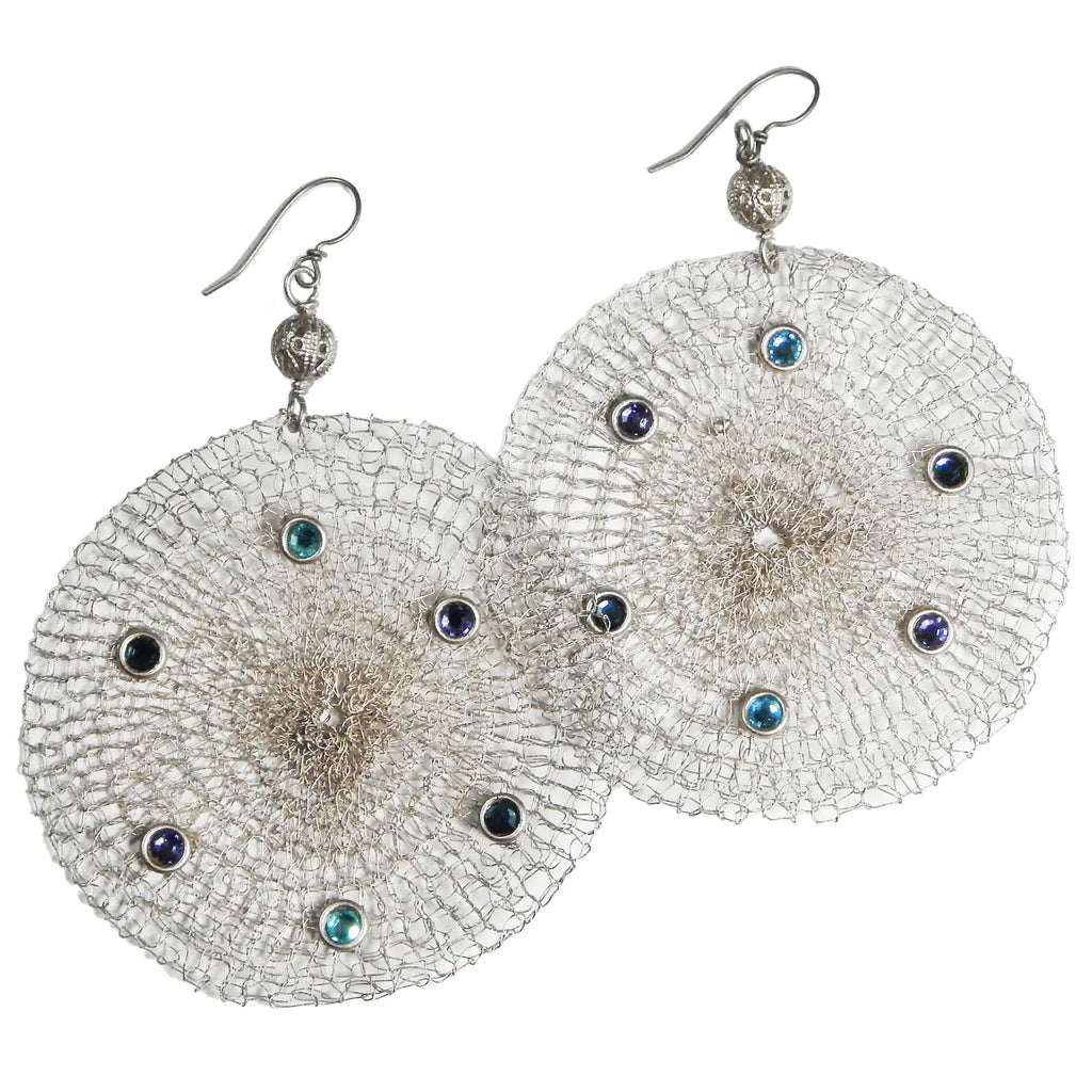 Sarah Cavender Crocheted Circle Stone Earrings