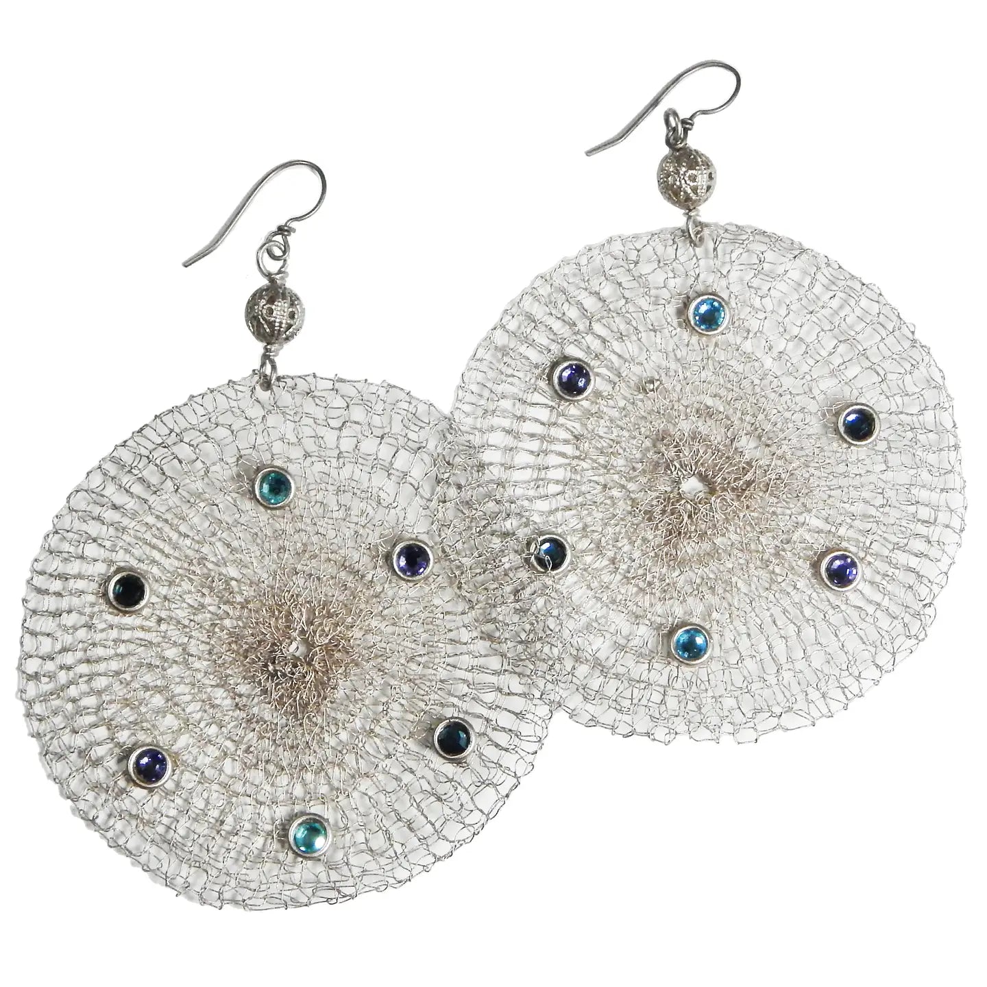 Sarah Cavender Crocheted Circle Stone Earrings