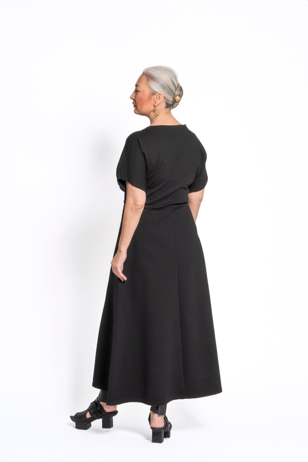 xd xenia design dress XD Xenia Design Grey Black Slinky Tunic Dress Pockets Lagenlook Size S