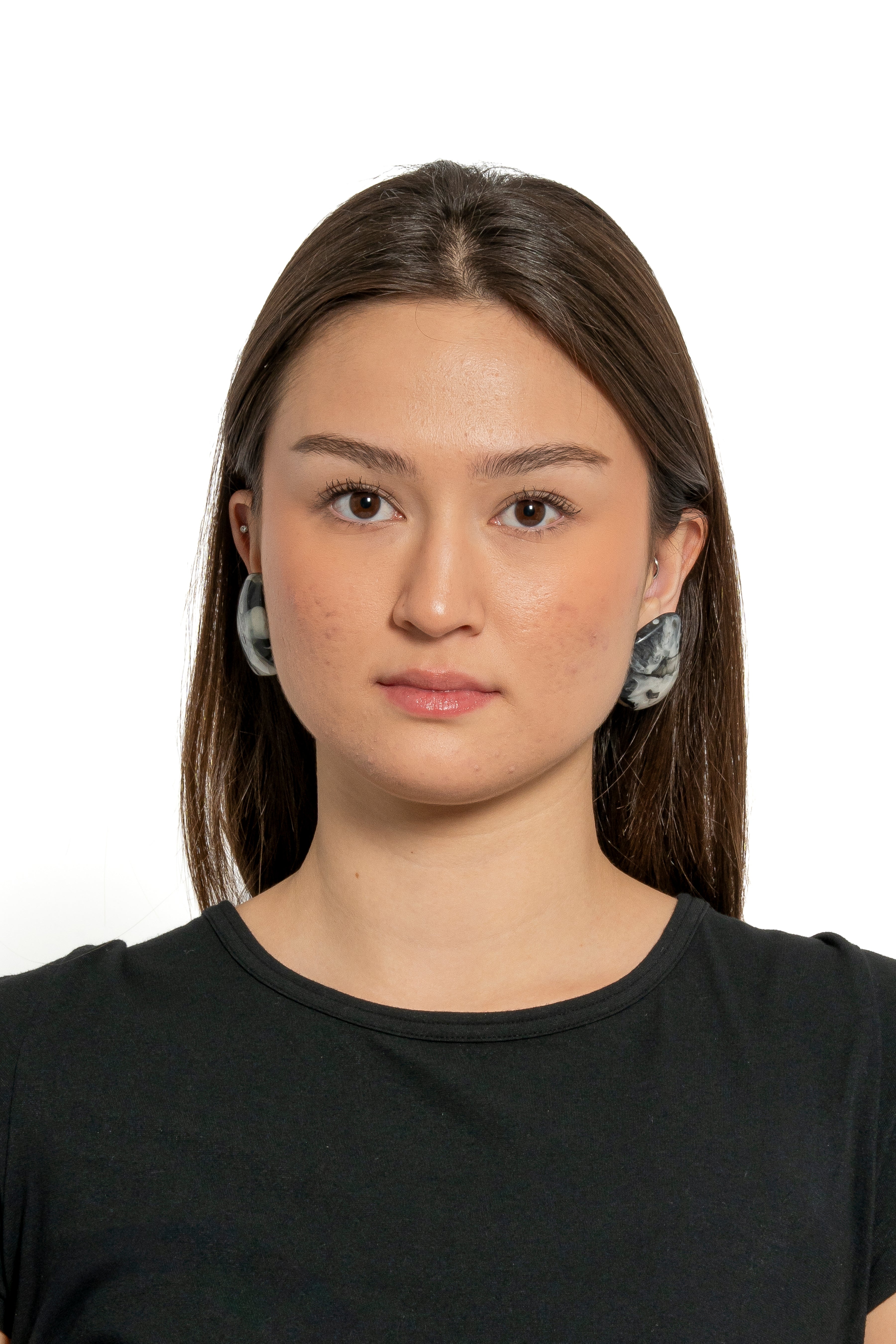 Sally Bass B&W Resin Clip-On Earrings | ATELIER957