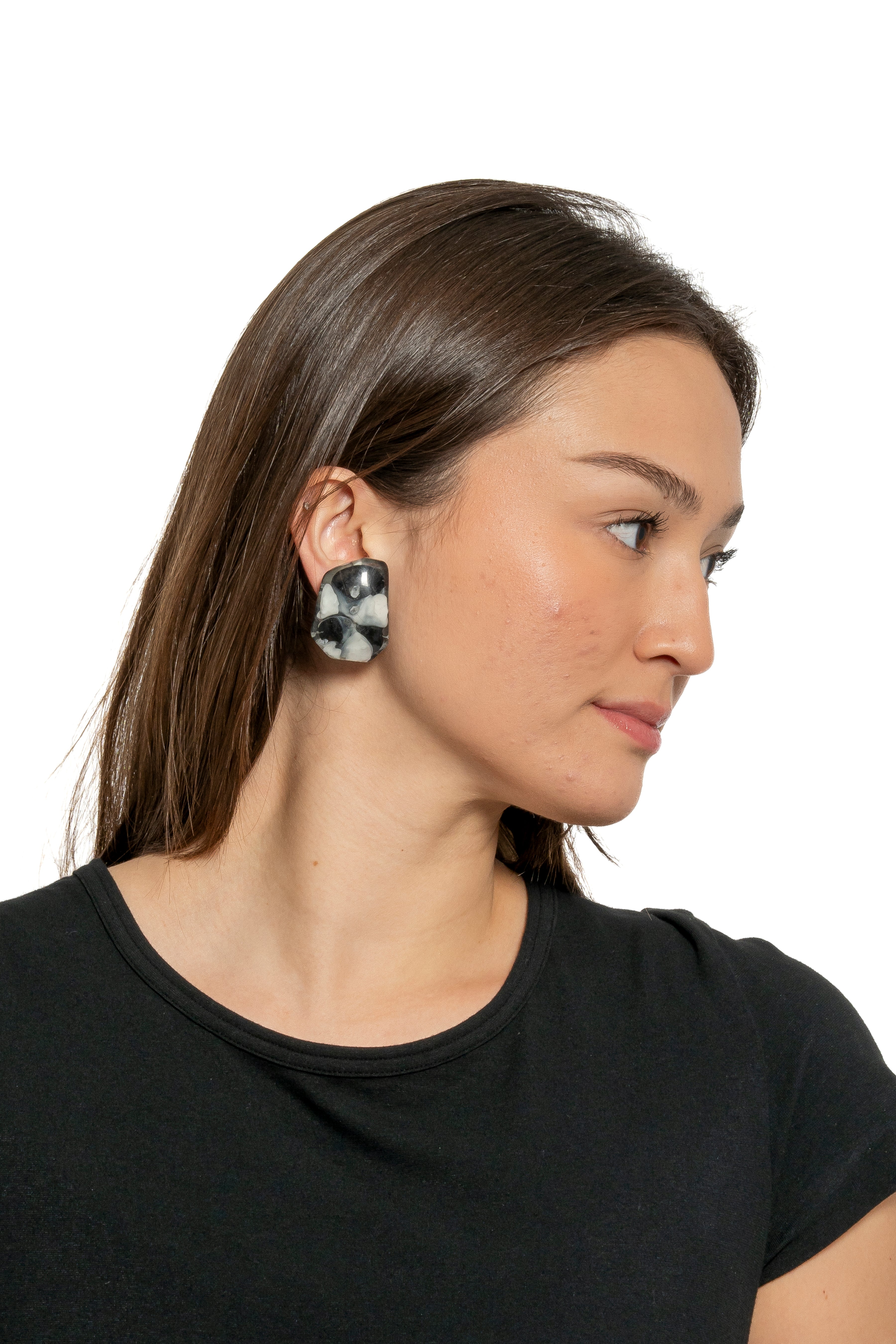 Sally Bass B&W Resin Clip-On Earrings | ATELIER957