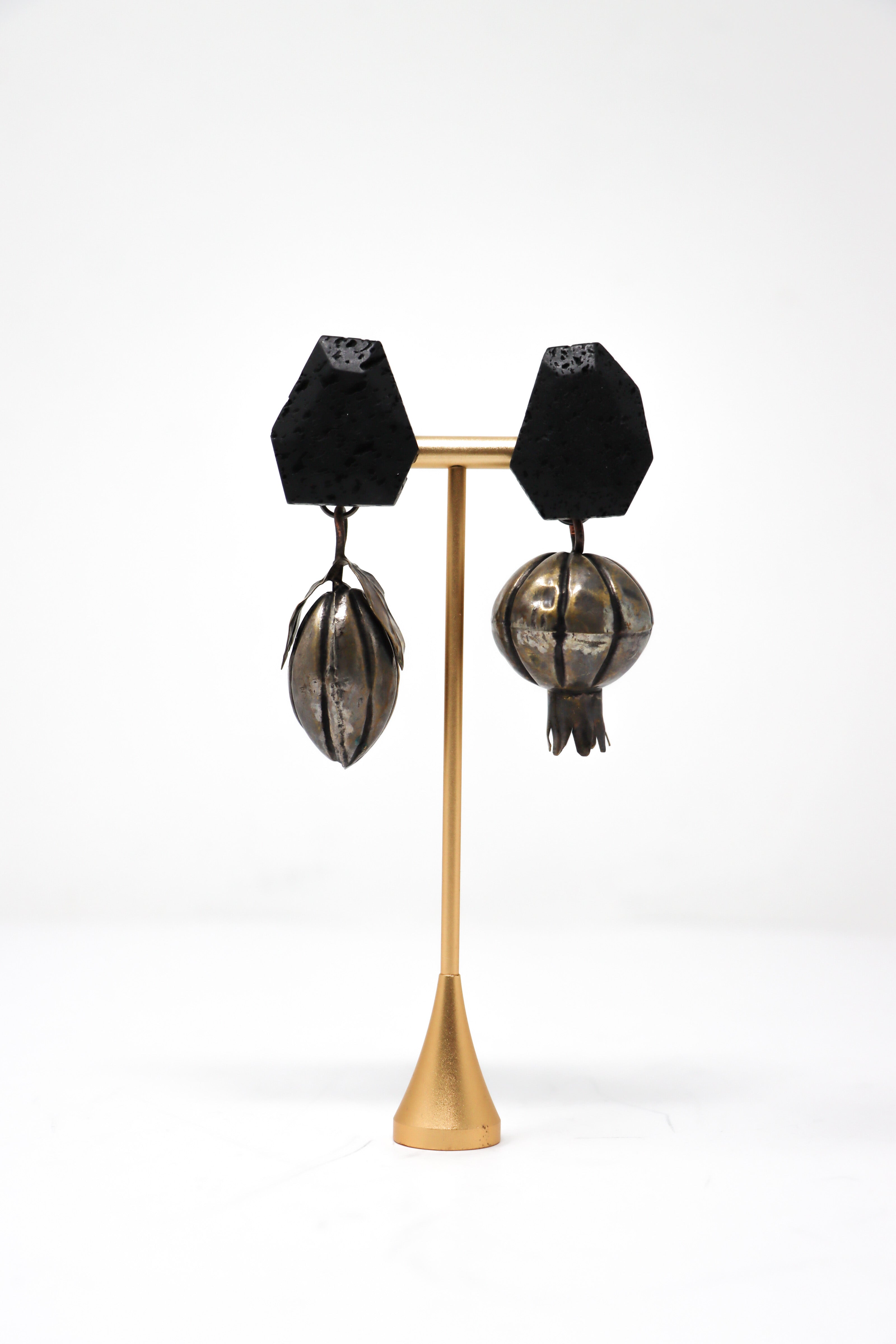 Sally Bass Metal Fruit Clip-On Earrings