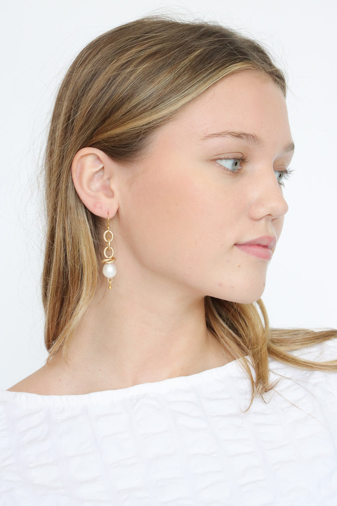 Mya Lambrecht Gold Pearl Drop Earrings | ATELIER957