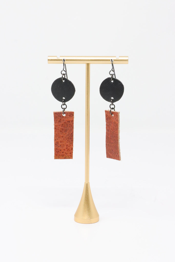 Tammy Rice Brown Leather Earrings I ATELIER957