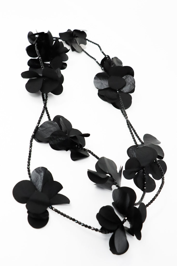 maria calderara Black Crystal Flower Necklace | ATELIER957