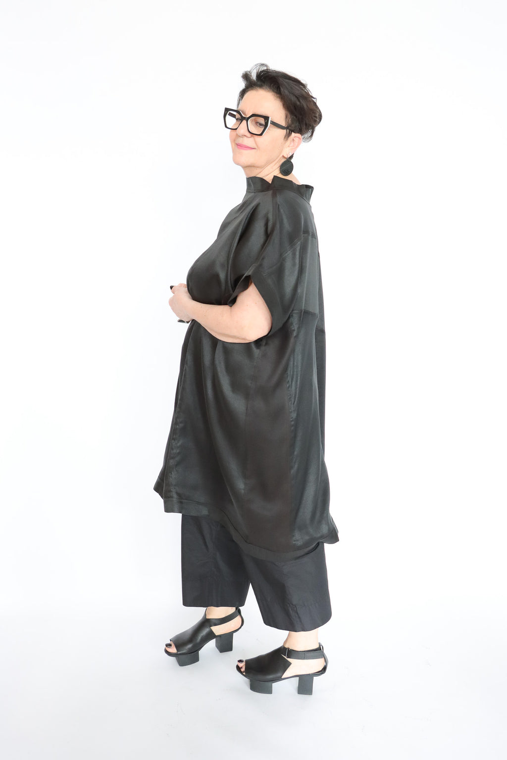 Noir Mud Silk Patchwork Tunic | ATELIER957