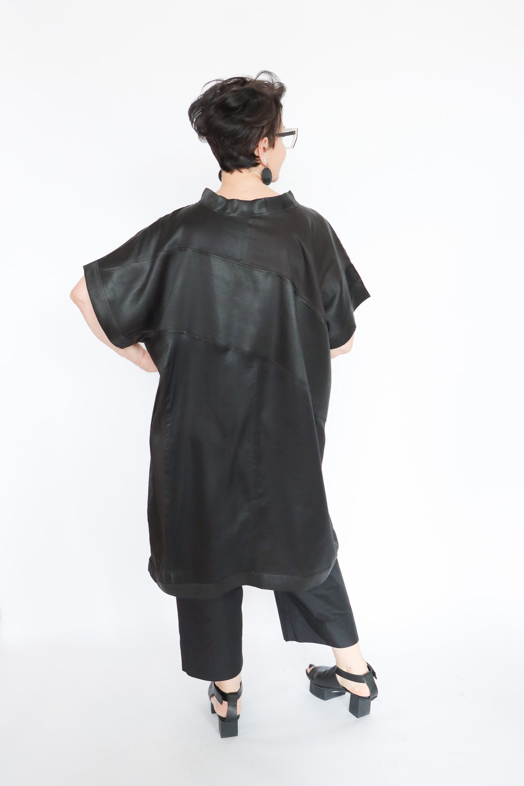 Noir Mud Silk Patchwork Tunic | ATELIER957
