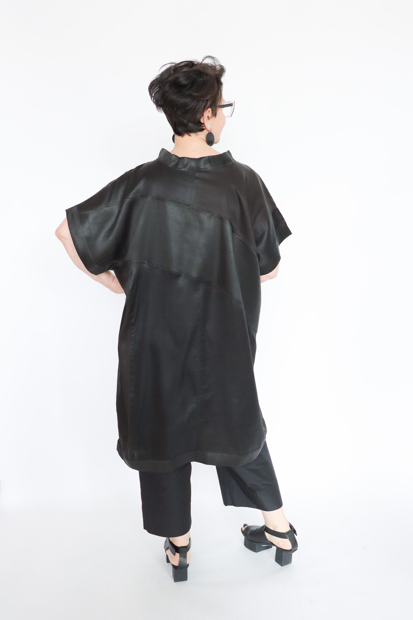 Noir Mud Silk Patchwork Tunic | ATELIER957