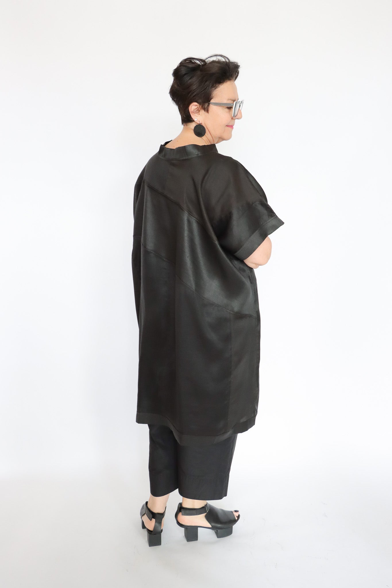 Noir Mud Silk Patchwork Tunic | ATELIER957
