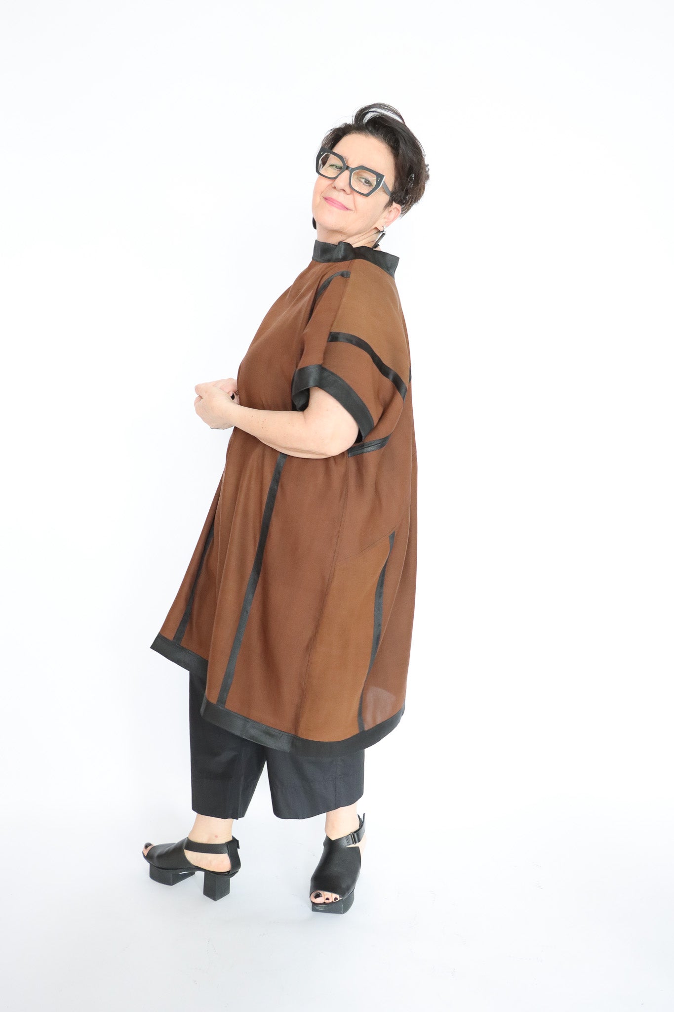 Noir Mud Silk Patchwork Tunic | ATELIER957