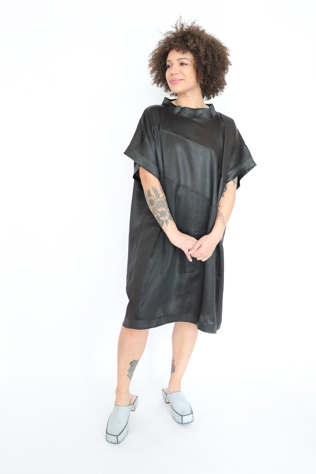 Noir Mud Silk Patchwork Tunic | ATELIER957