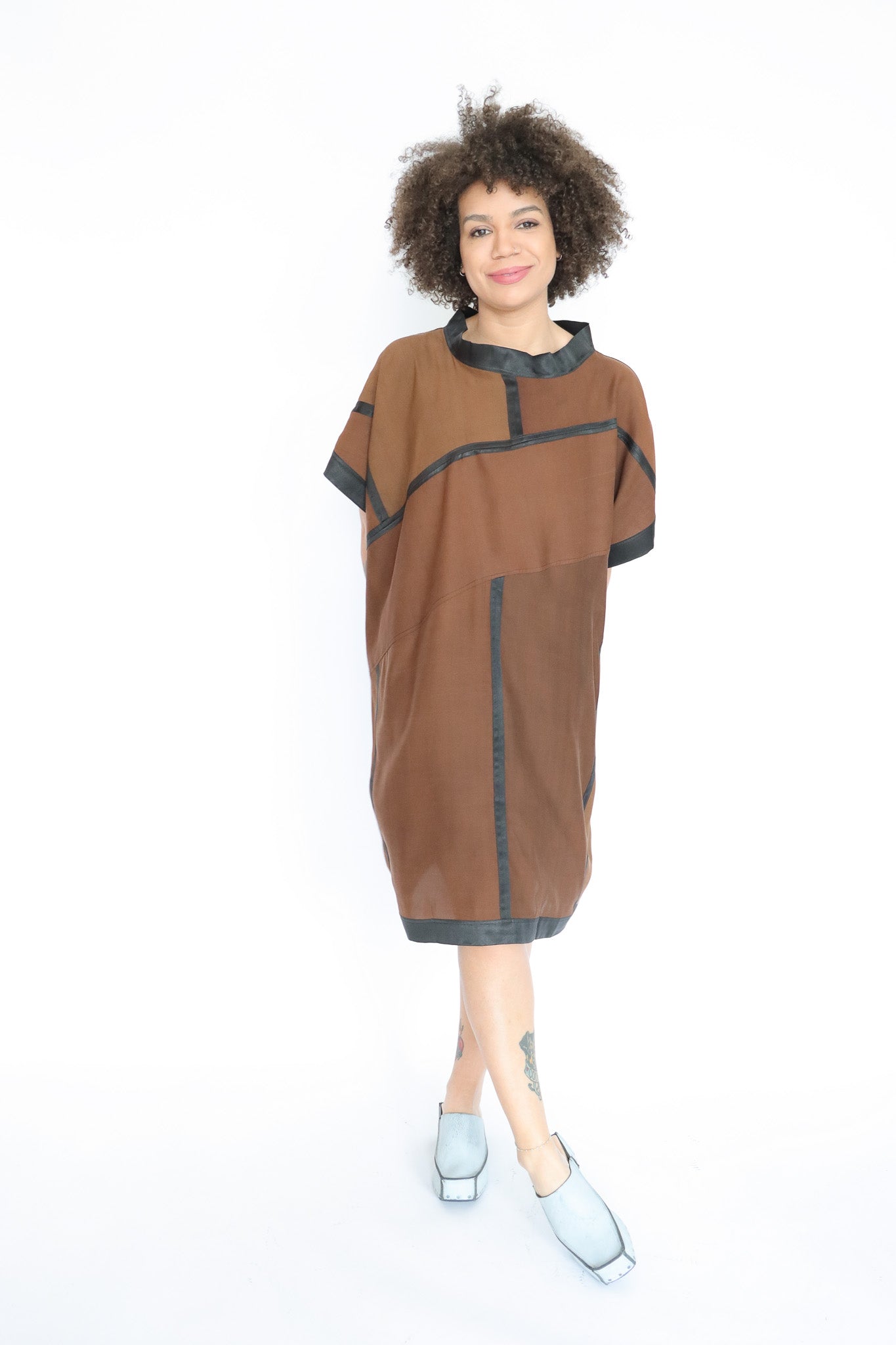 Noir Mud Silk Patchwork Tunic | ATELIER957