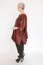 Noir Mud Silk Habotai Rust Tunic | ATELIER957