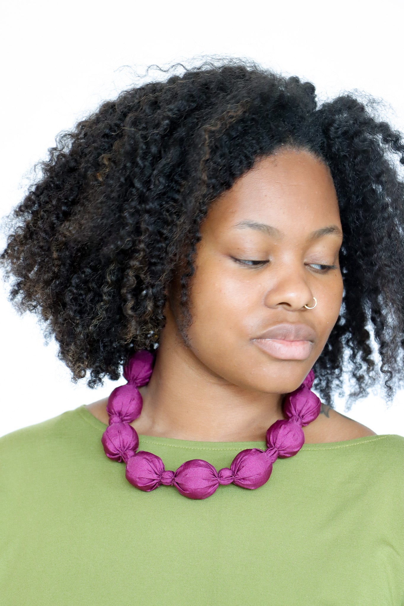 Sally Bass Beads Statement Silk Wrapped Necklace | ATELIER957