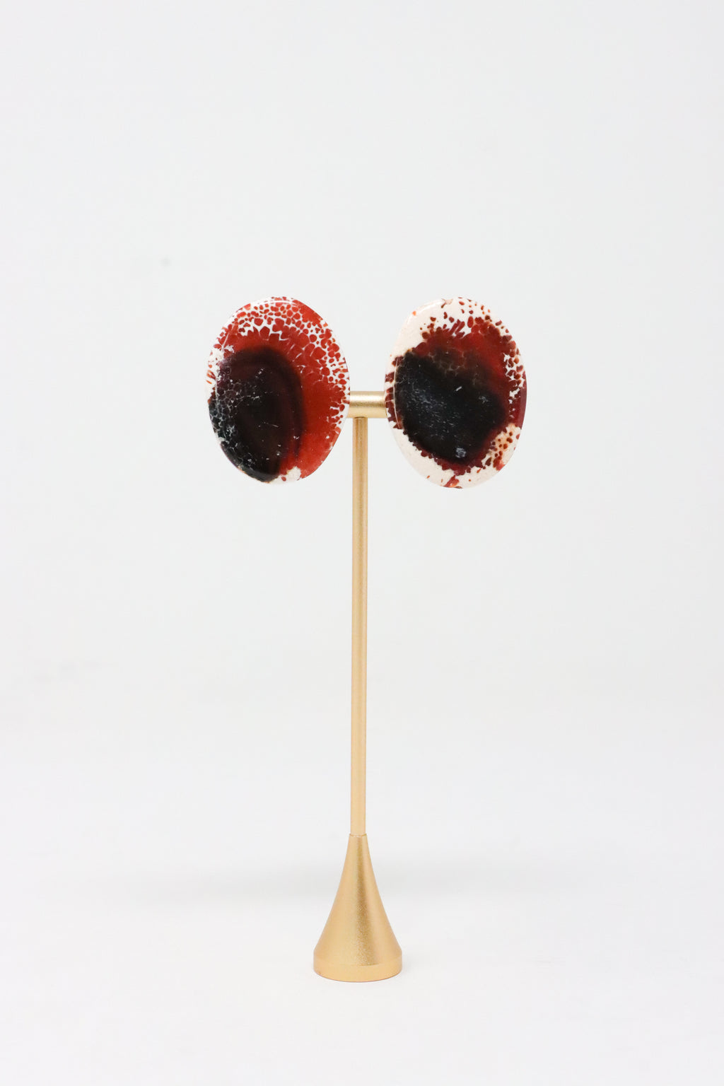 Sally Bass Red Wine Agate Clip-On Earrings