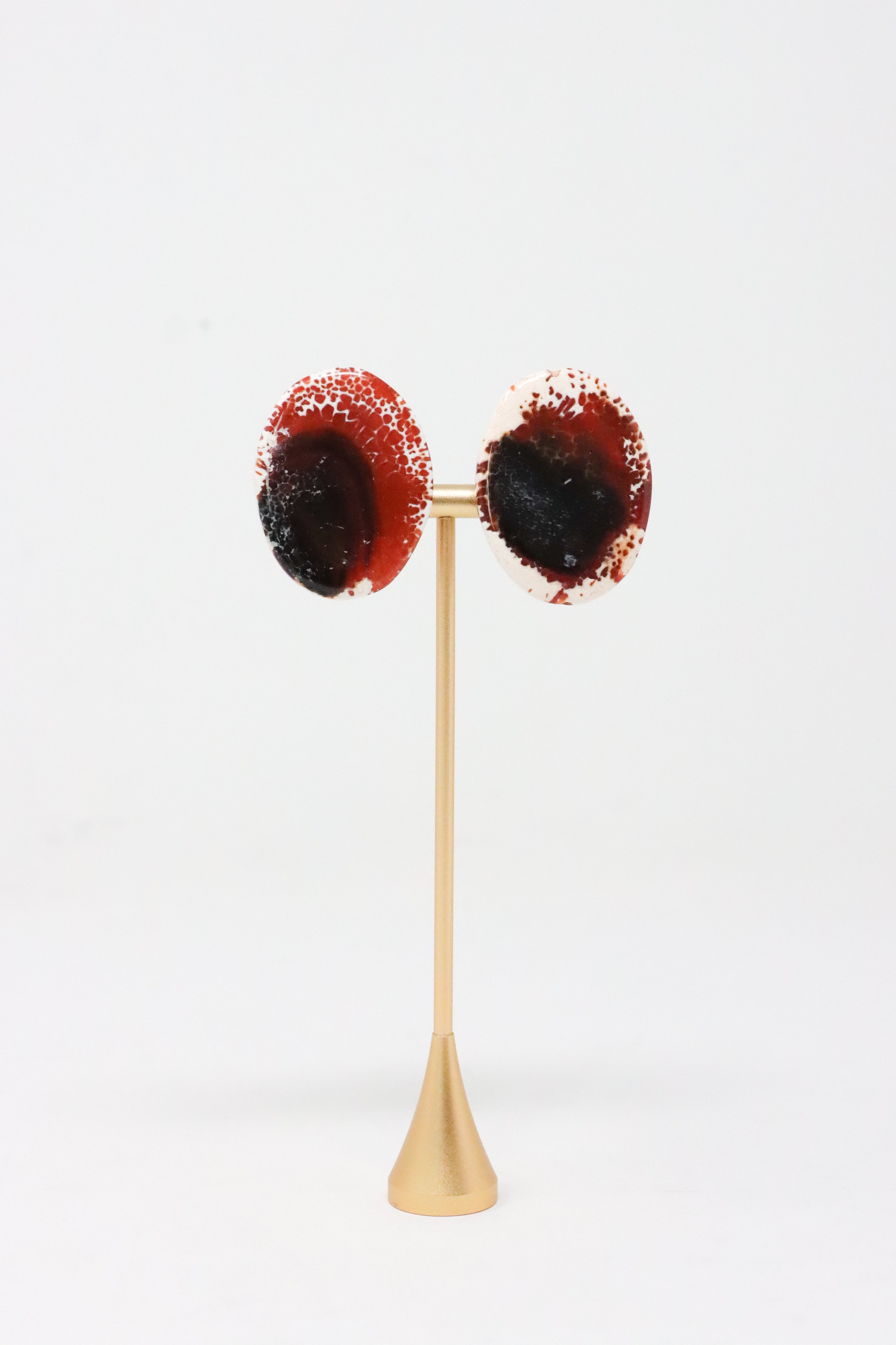 Sally Bass Red Wine Agate Clip-On Earrings