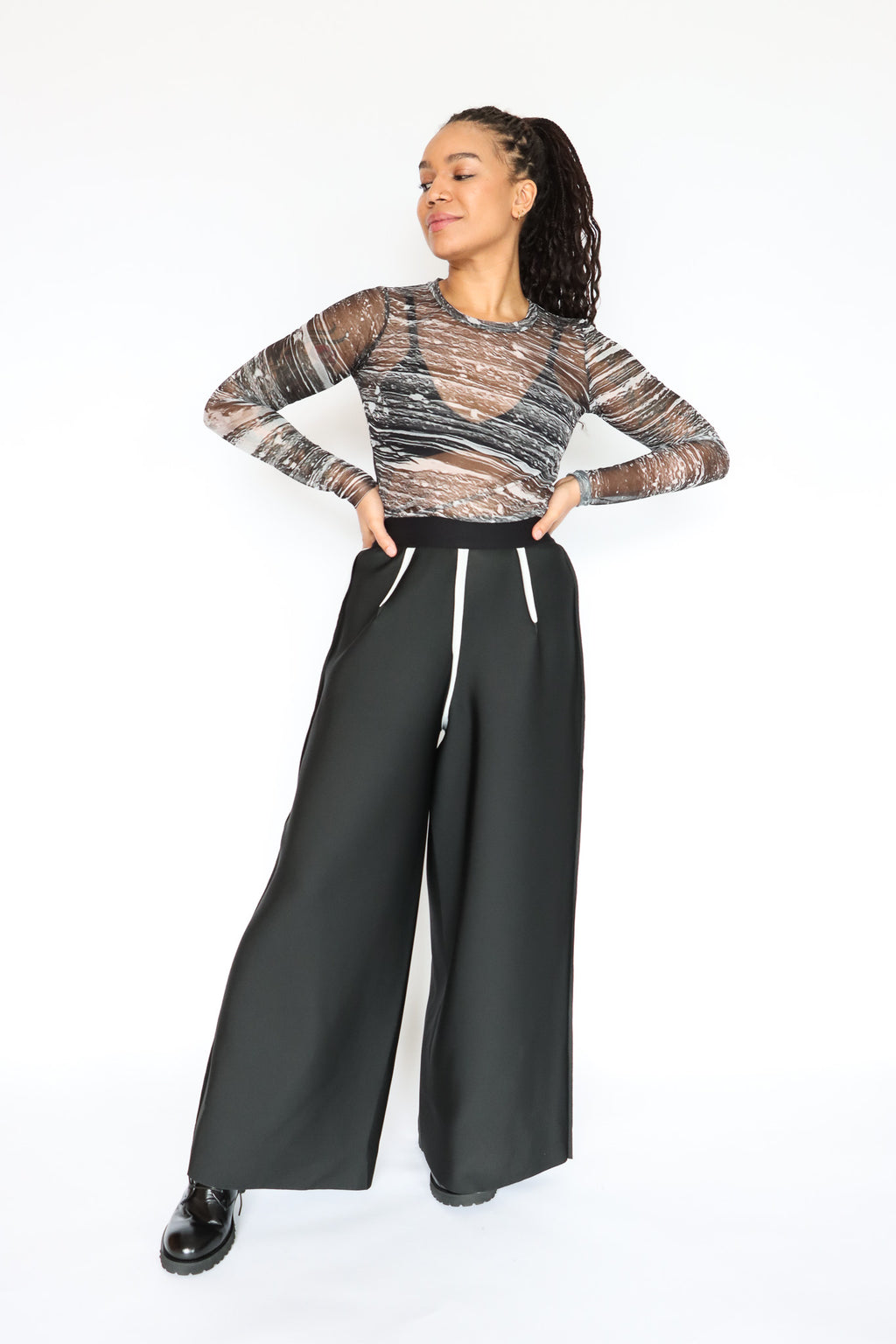 maria calderara Mesh Monochrome Print Top | ATELIER957