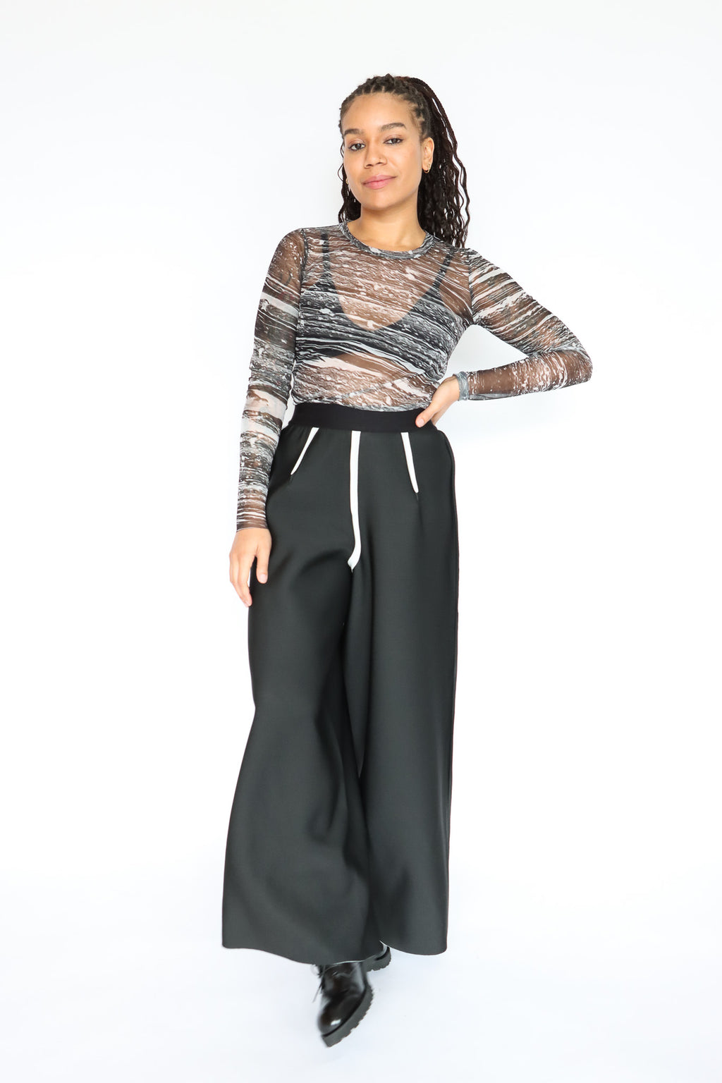 maria calderara Mesh Monochrome Print Top | ATELIER957