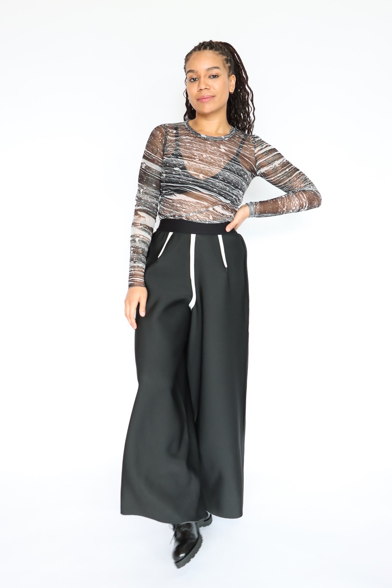 maria calderara Mesh Monochrome Print Top | ATELIER957