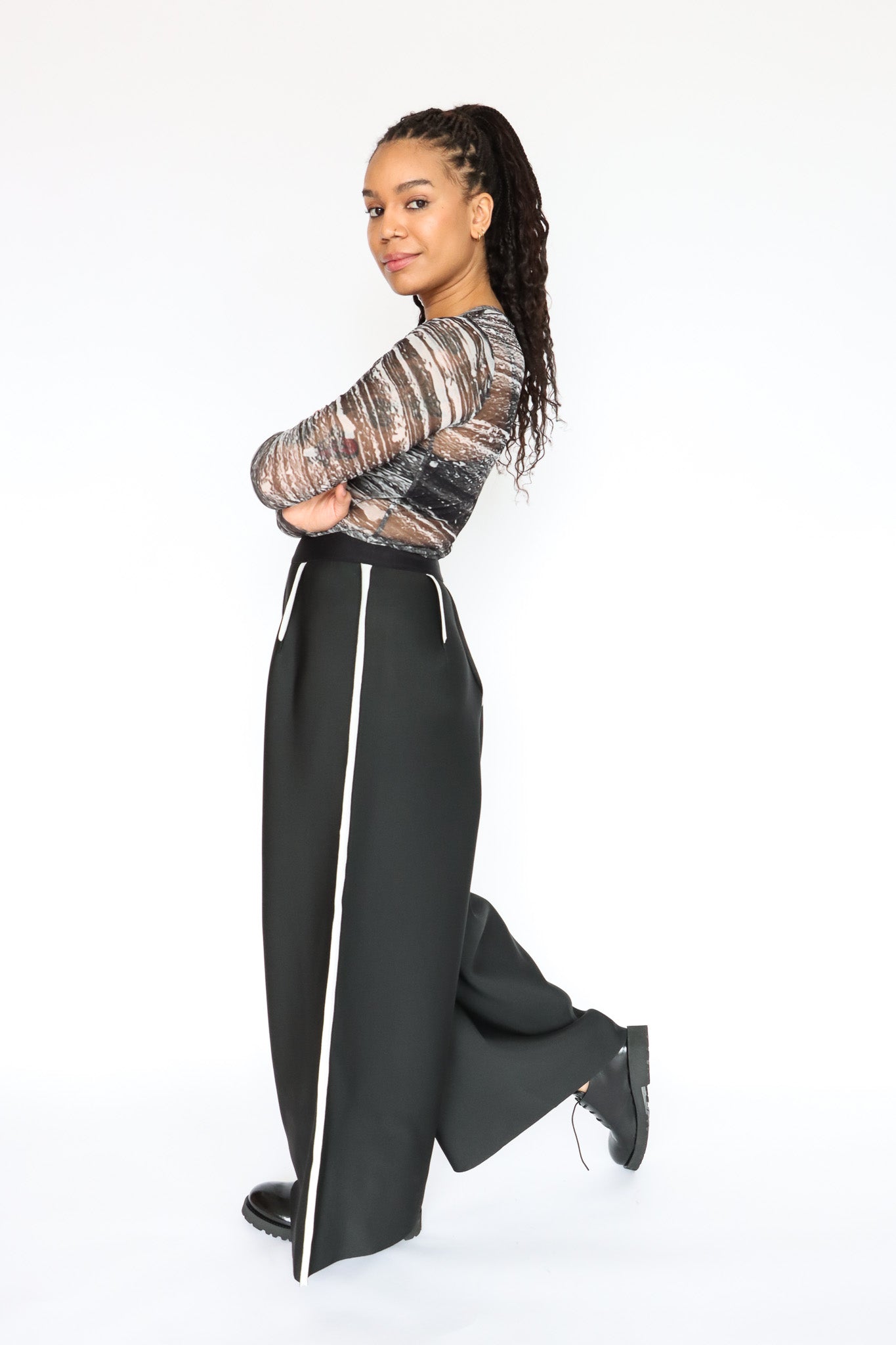 maria calderara Mesh Monochrome Print Top | ATELIER957