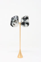 Sally Bass B&W Resin Clip-On Earrings