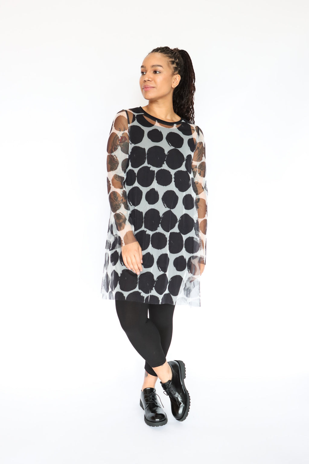 LUUKAA Polka Dot Mesh Tunic | ATELIER957