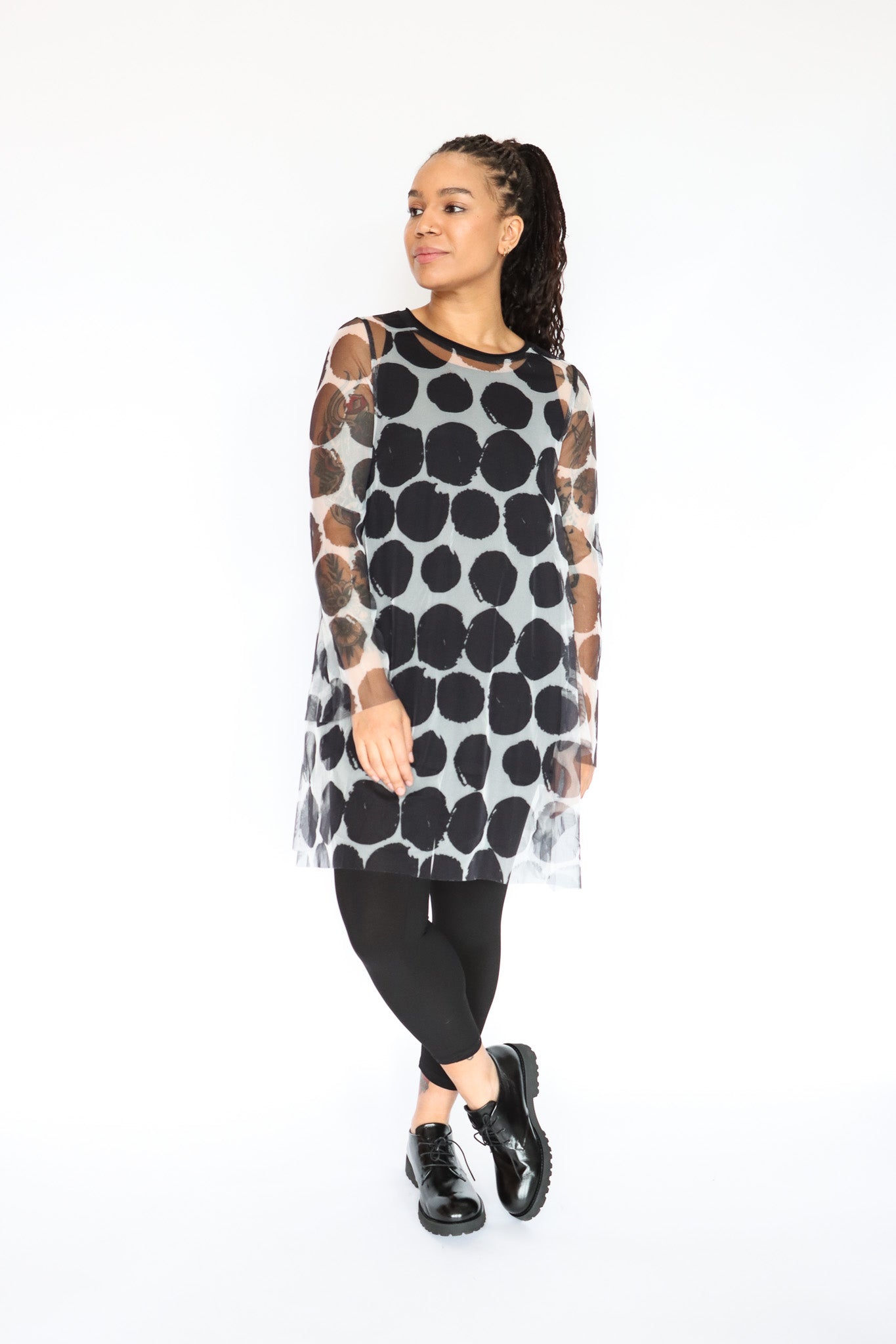 LUUKAA Polka Dot Mesh Tunic | ATELIER957