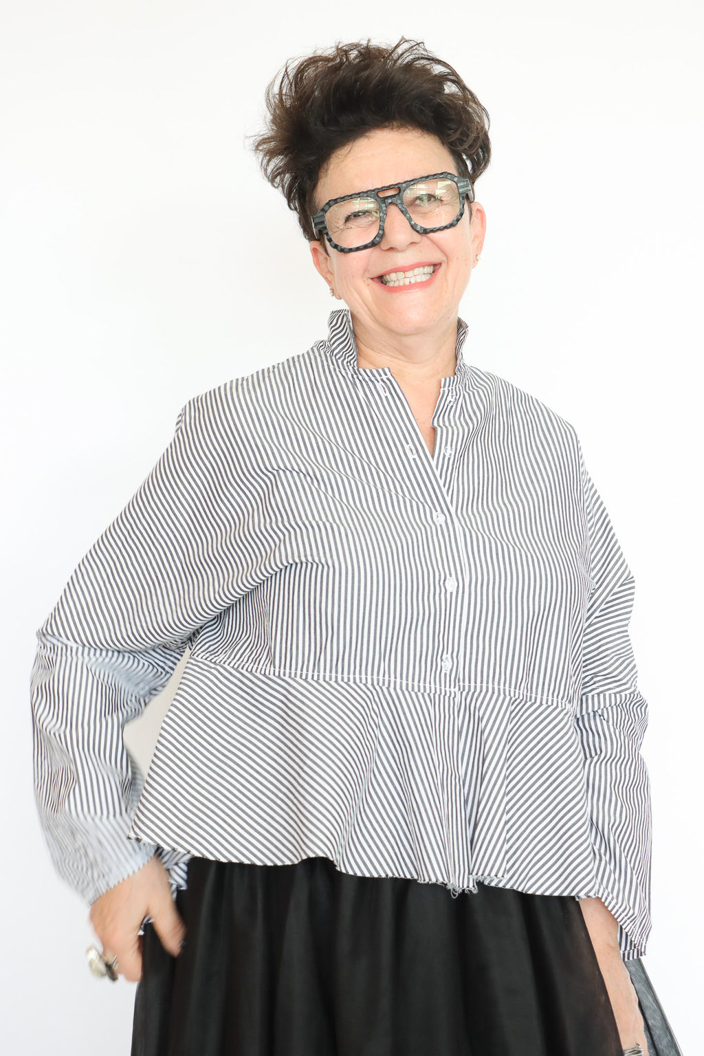 Paper Temples Stripe Flounce Top | ATELIER957