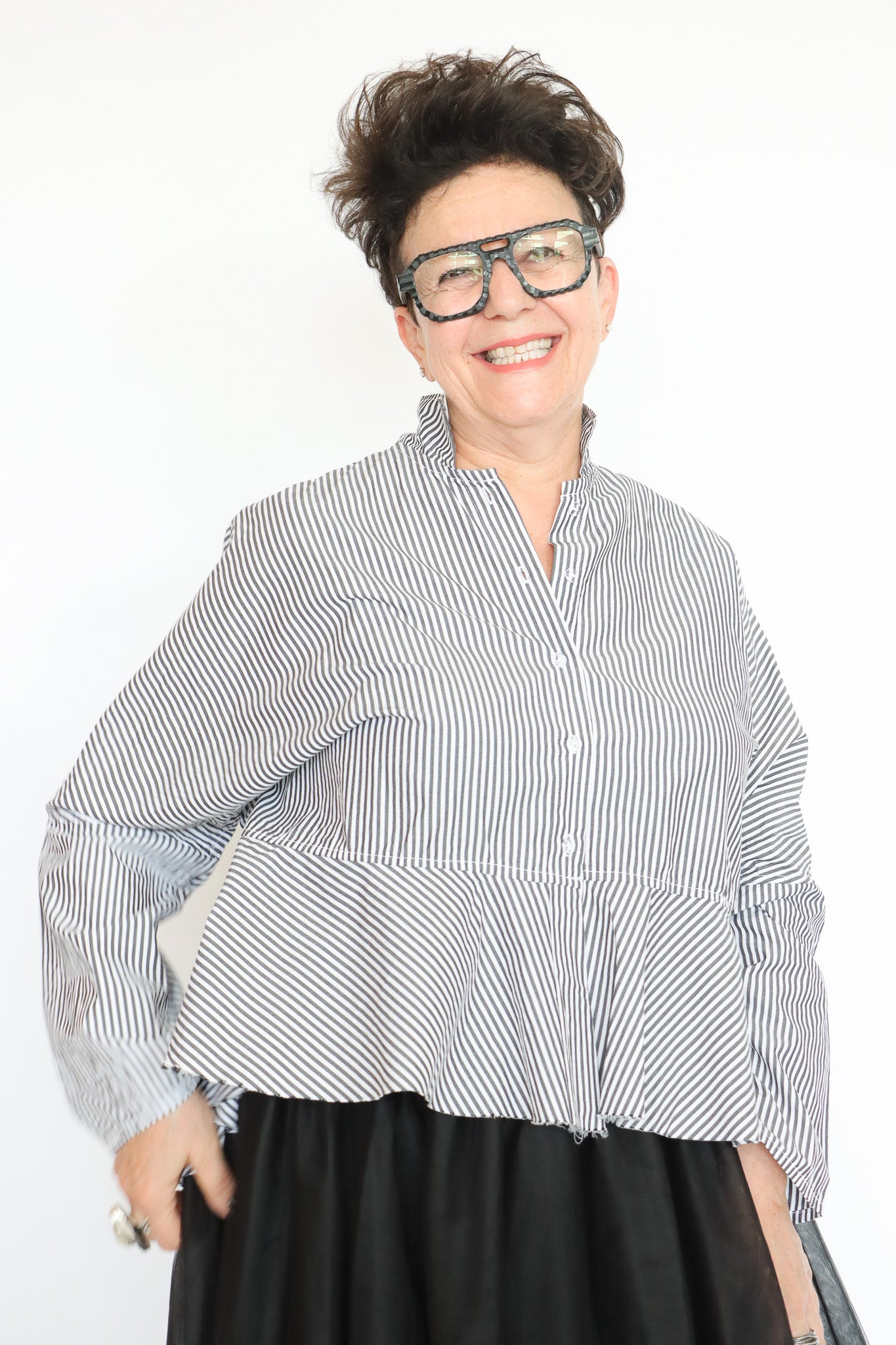 Paper Temples Stripe Flounce Top | ATELIER957