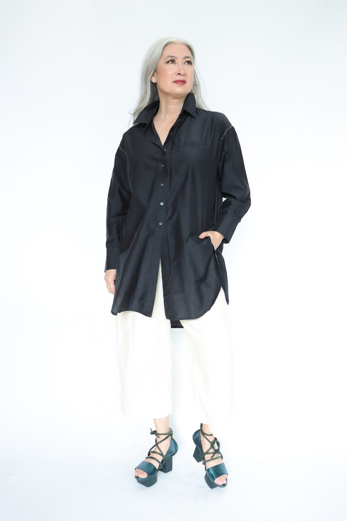 Umit Unal Long Black Button Down | ATELIER957