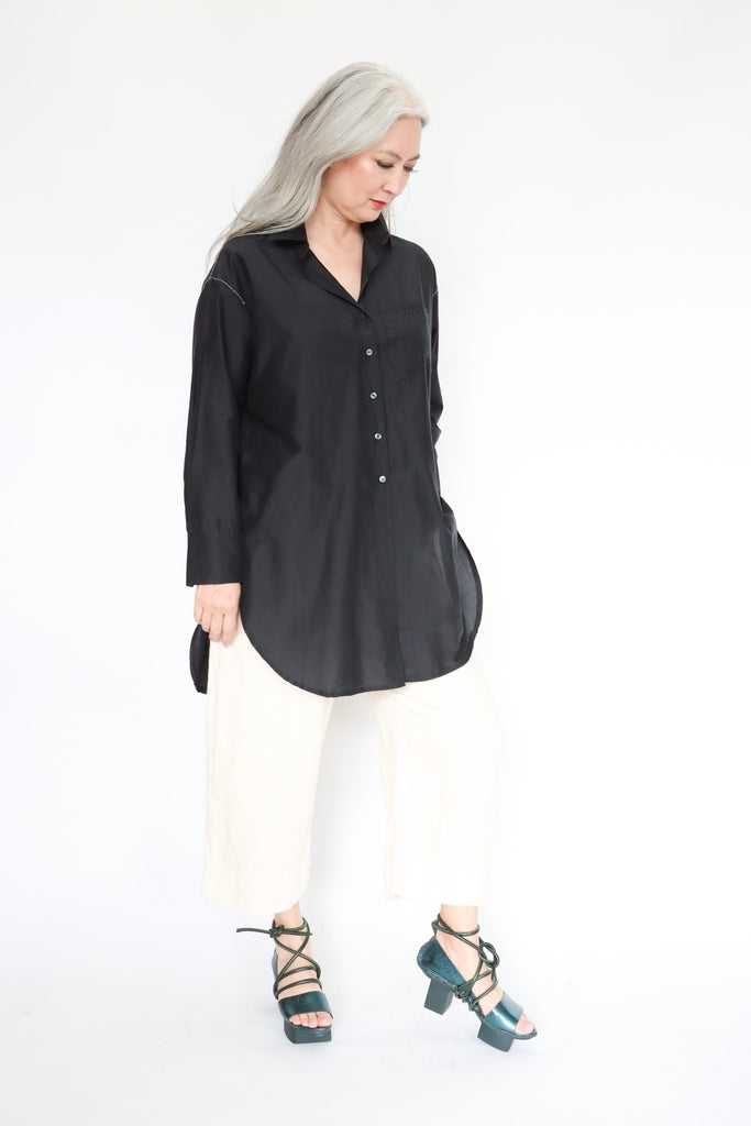 Umit Unal Long Black Button Down | ATELIER957