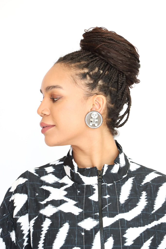 Sally Bass African Carved Bone Clip-On Earrings | ATELIER957