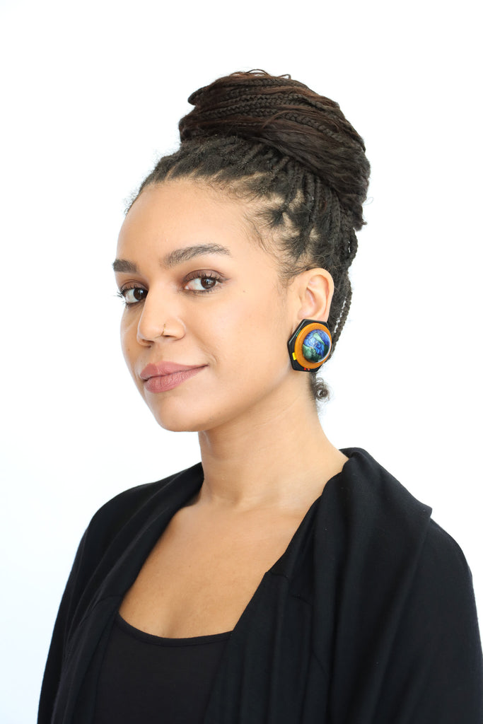 Sally Bass Bakelite with Resin Clip-On Earrings | ATELIER957