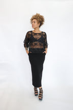 mer mer Waist Ribbon Pencil Skirt