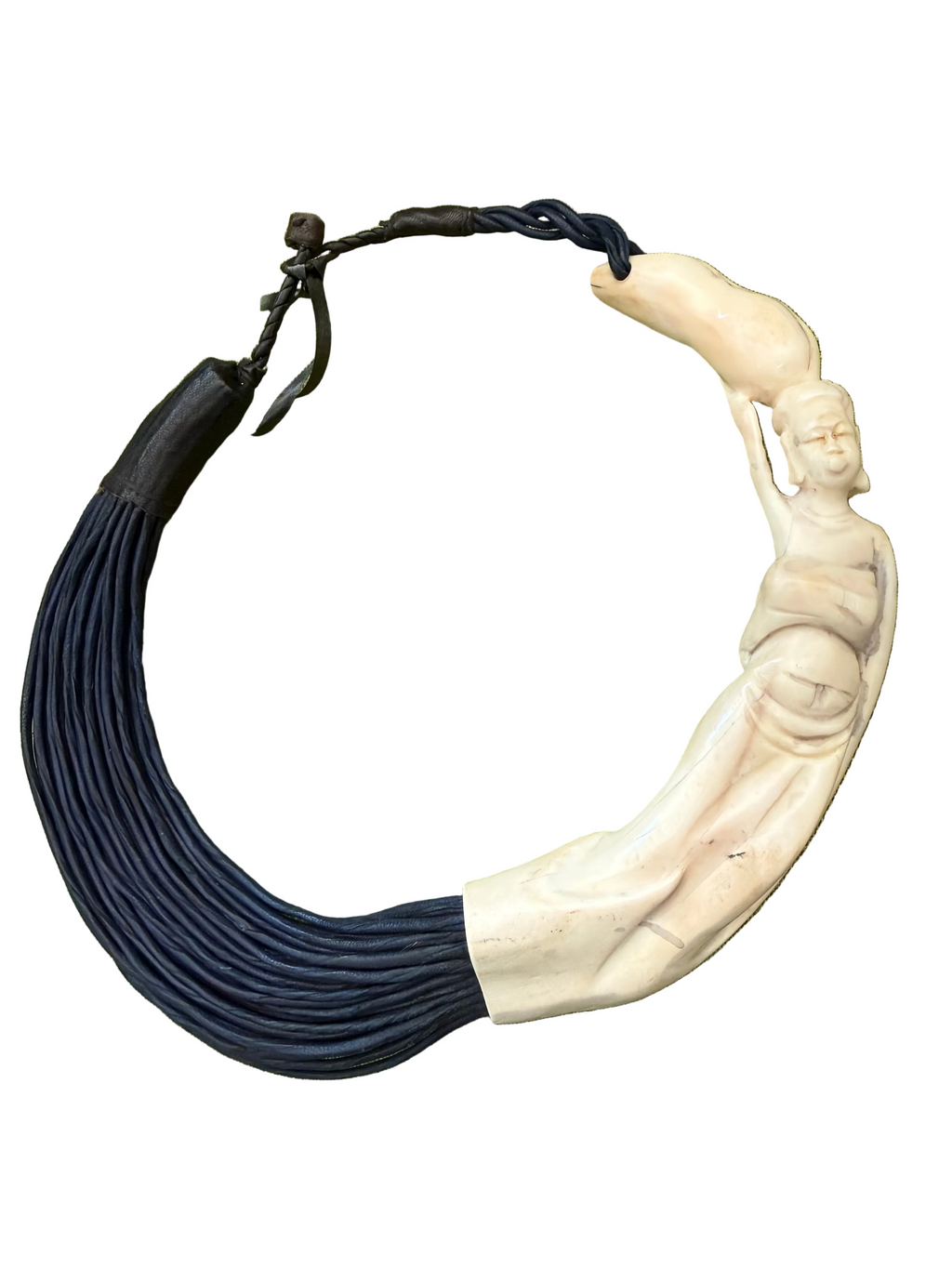 Sally Bass Silver Carved Bone Necklace