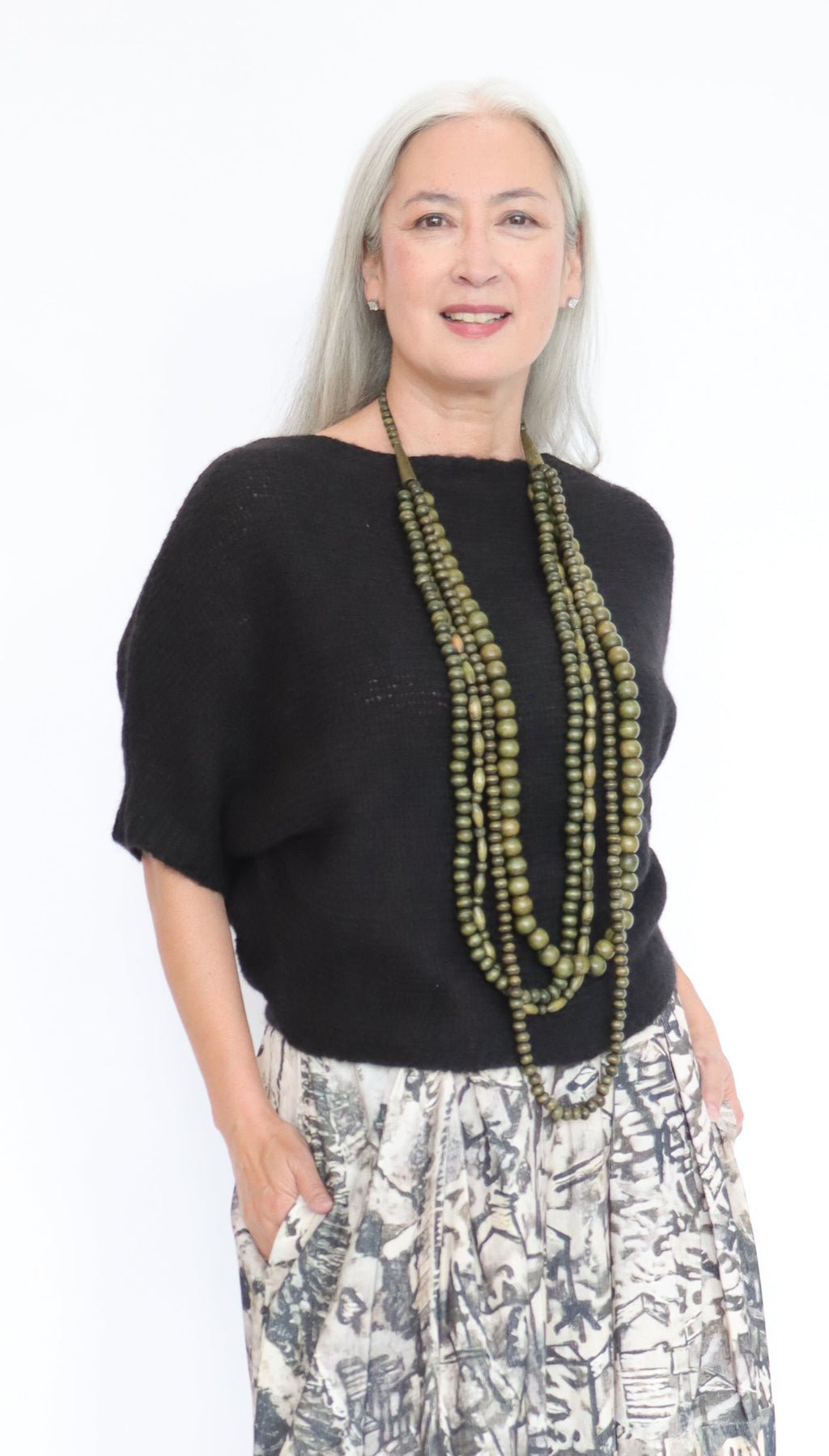 Sally Bass Layered Wooden Beads Necklace (4 Colors) | ATELIER957