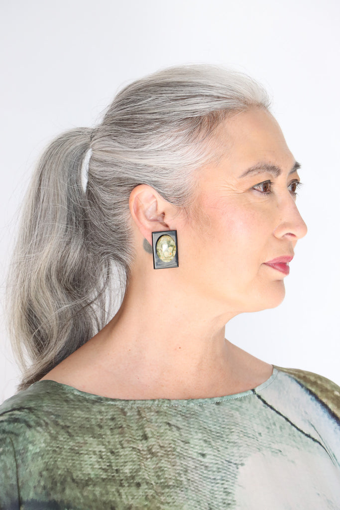 Sally Bass Serpentine Stone Clips | ATELIER957