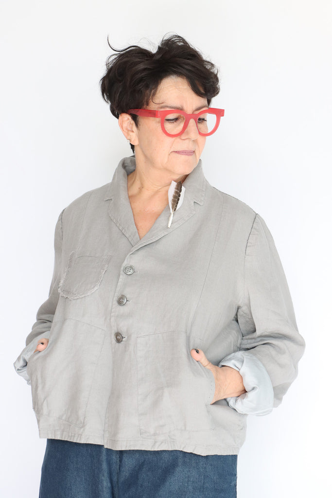 Umit Unal Grey Linen Jacket | ATELIER957