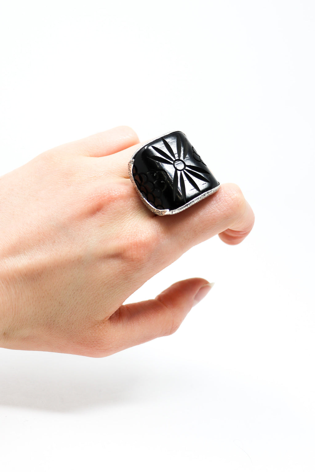 Sally Bass Black Bakelite Ring I ATELIER957