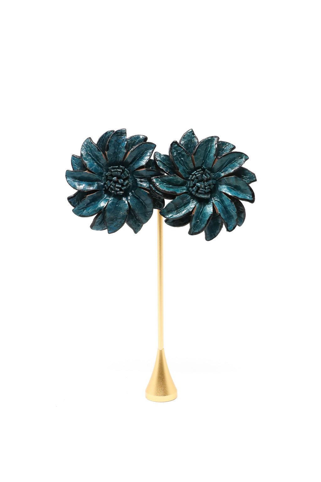 Sally Bass Teal Leather Flower Clips | ATELIER957