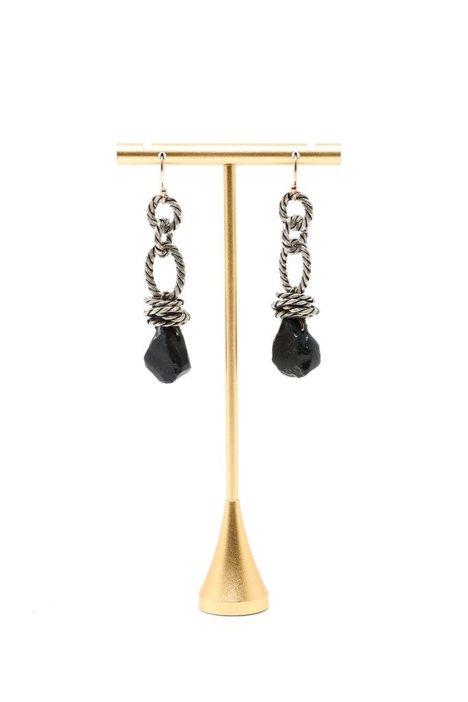 Mya Lambrecht Black Stone Drop Earrings | ATELIER957