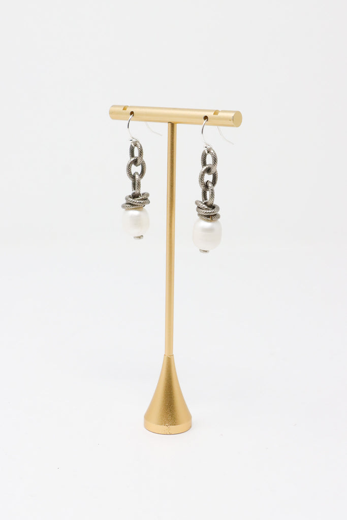 Mya Lambrecht Silver Pearl Drop Earrings | ATELIER957