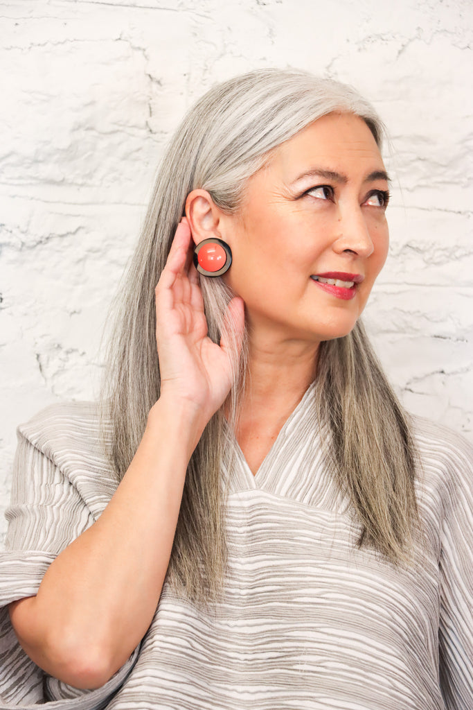 Sally Bass Coral Bakelite Clip-On Earrings | ATELIER957