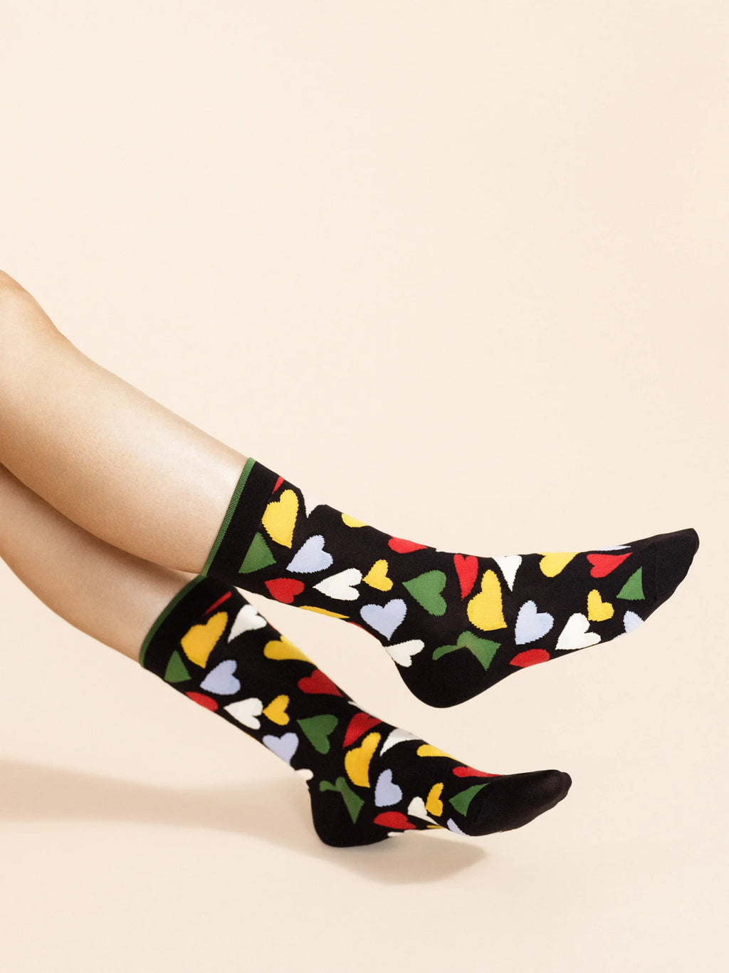 Hansel From Basel Terrazzo Hearts Sheer Crew Socks