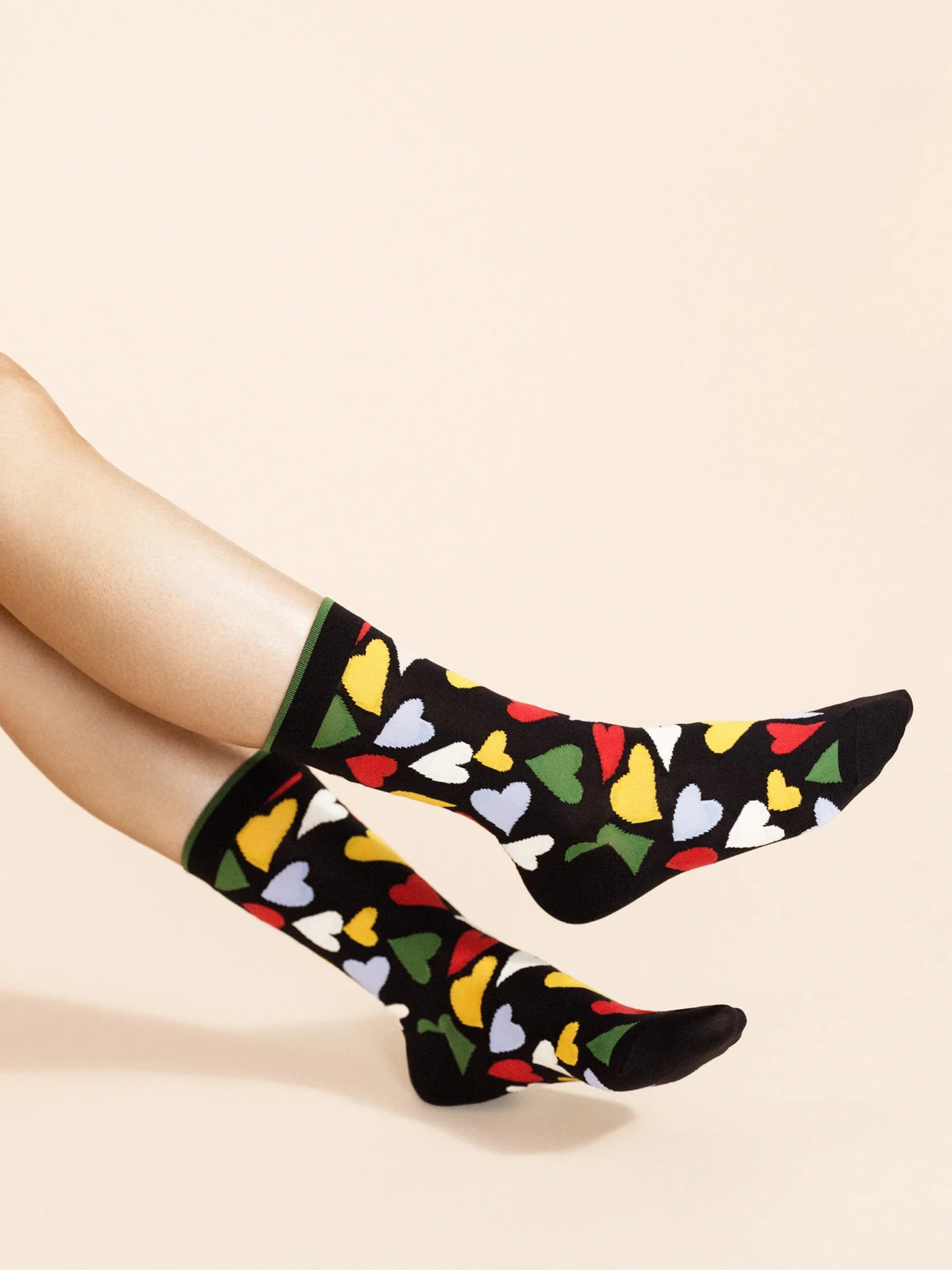 Hansel From Basel Terrazzo Hearts Sheer Crew Socks