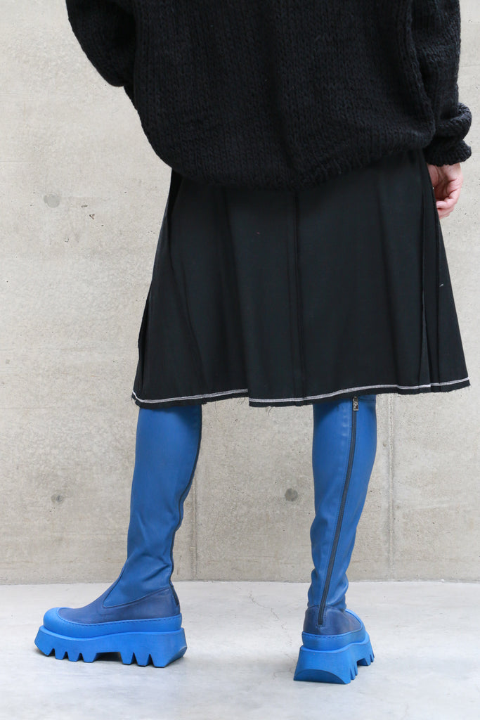 Umit Unal Pleated Black Wool Skirt | ATELIER957