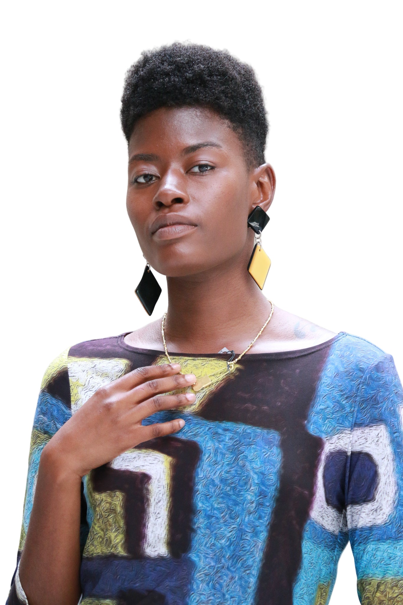 Sally Bass Black&Yellow Clip-On Earrings | ARELIER957