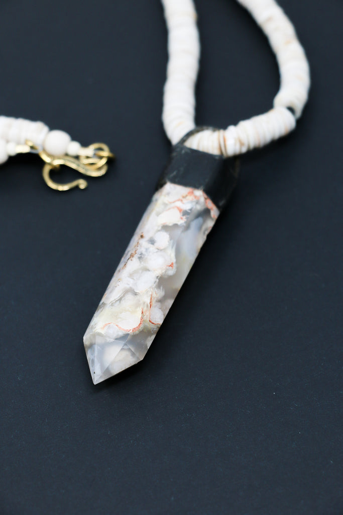 Sally Bass Moss Agate Crystal Necklace  | ATELIER957